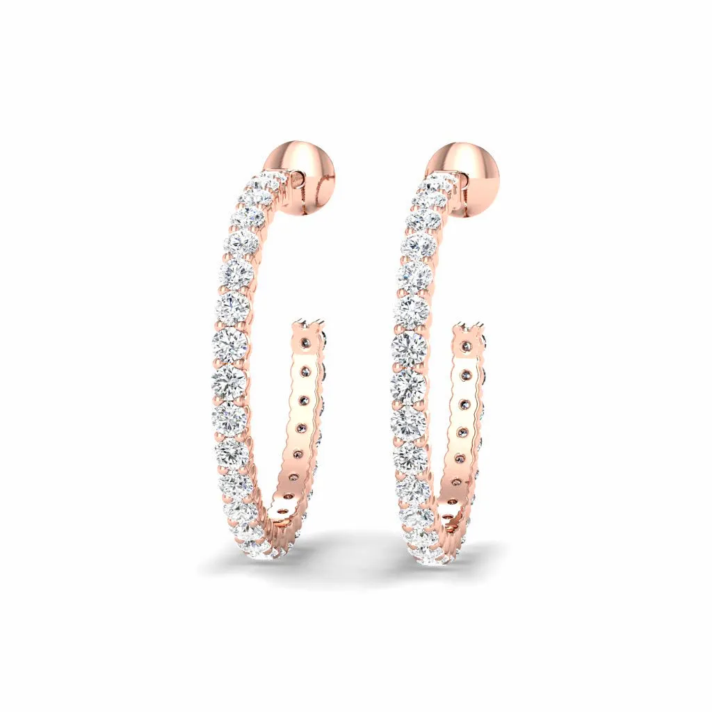 1.00 CT Round Cut Diamonds - Hoop Earrings