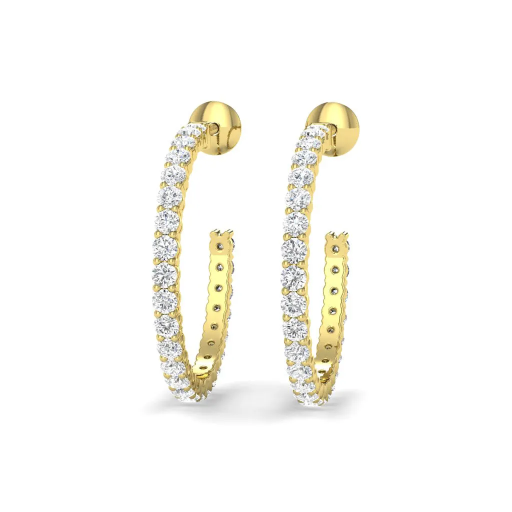 1.00 CT Round Cut Diamonds - Hoop Earrings