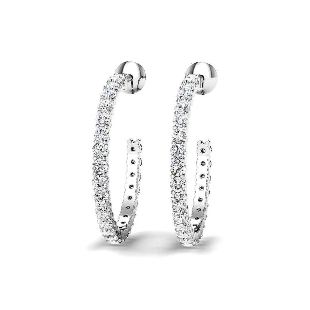 1.00 CT Round Cut Diamonds - Hoop Earrings