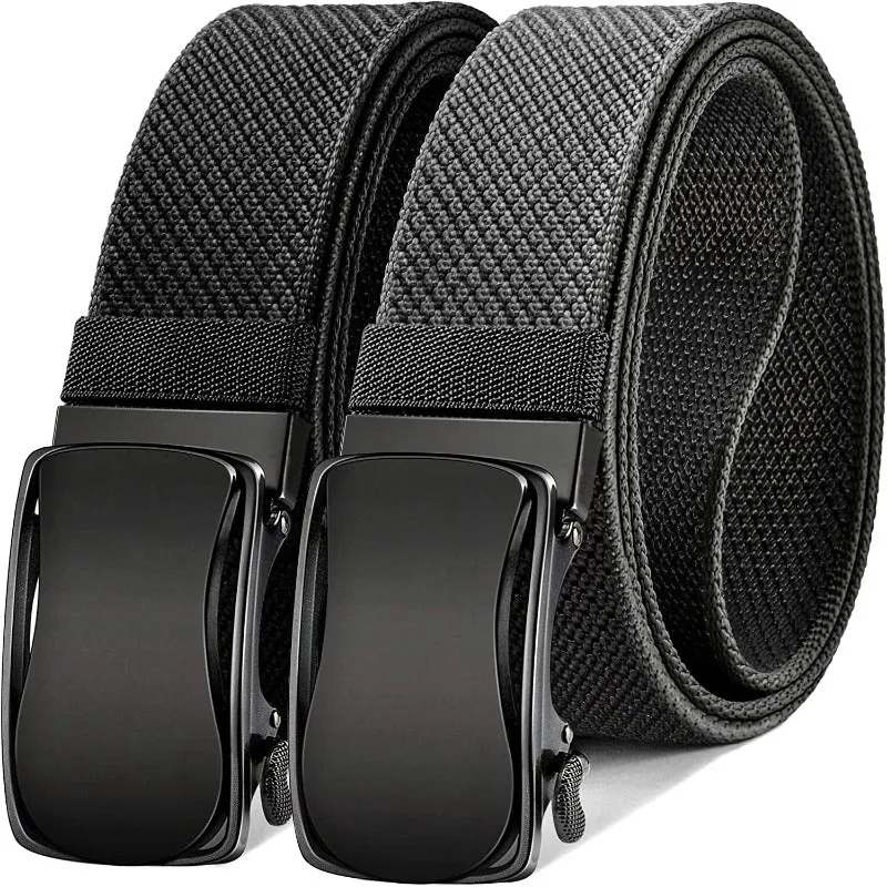 2 Pack Mens Nylon, Ratchet Sliding Casual Belts