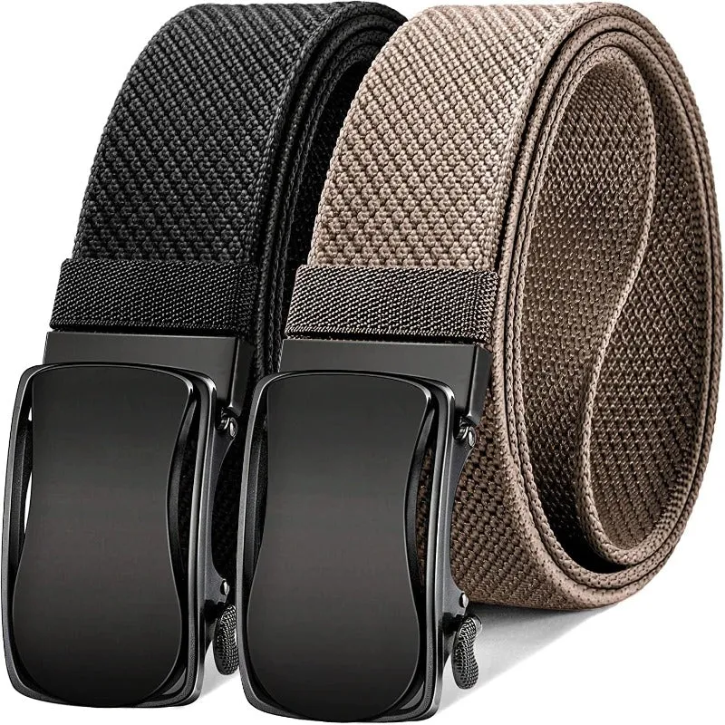 2 Pack Mens Nylon, Ratchet Sliding Casual Belts