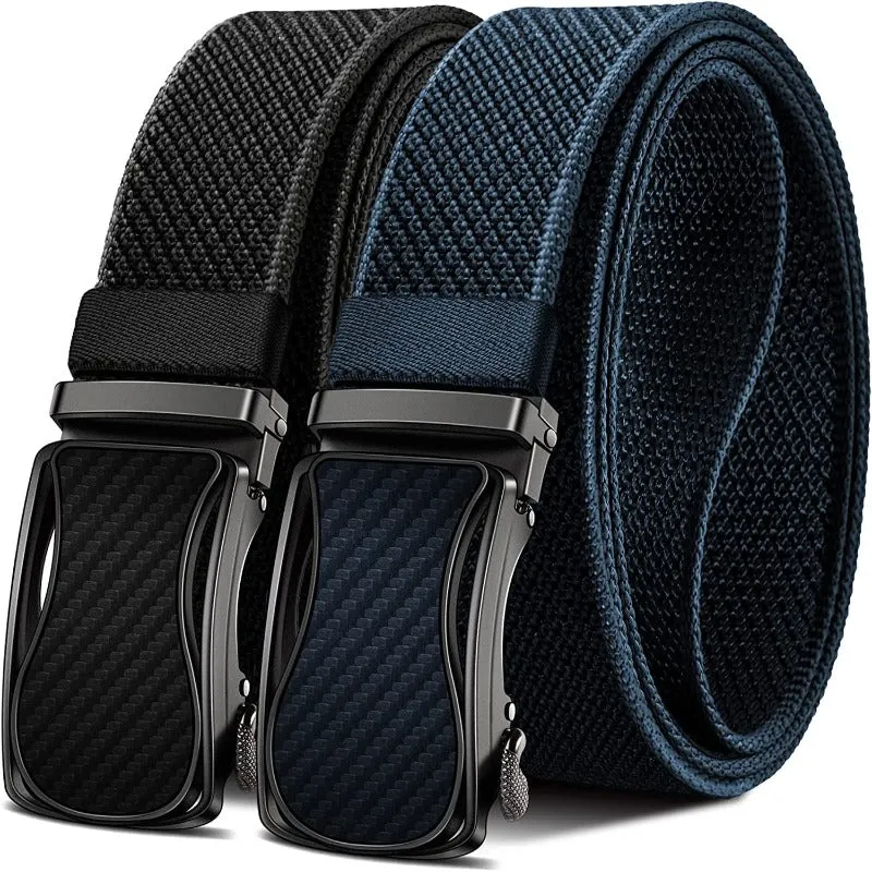 2 Pack Mens Nylon, Ratchet Sliding Casual Belts