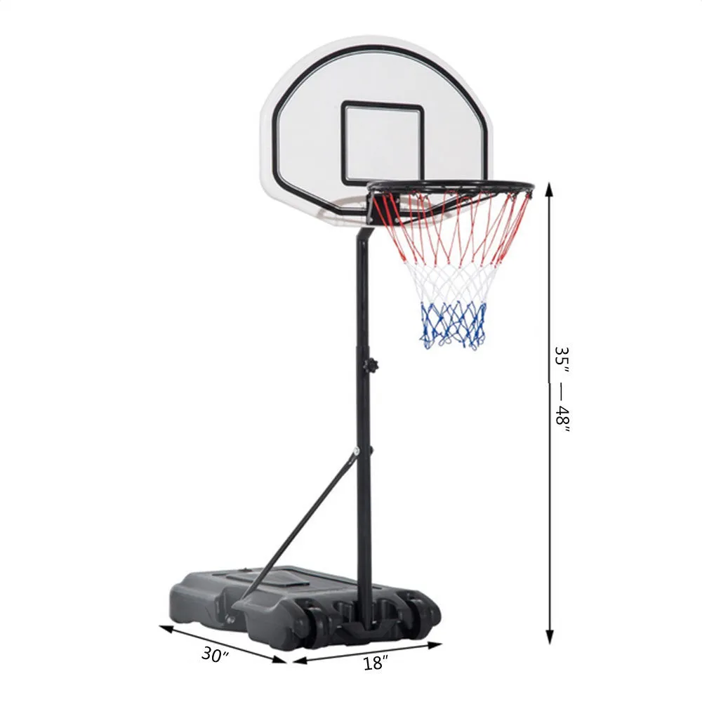 28" x 19" Backboard Adjustable Pool Basketball Hoop System Stand Kid Poolside Swimming Water Maxium Applicable Ball Model 7# White & Black