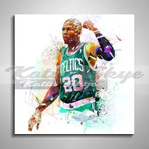 Abstract Basketball Canvas Wall Art Inspired by Ray Allen // NBA-RA01