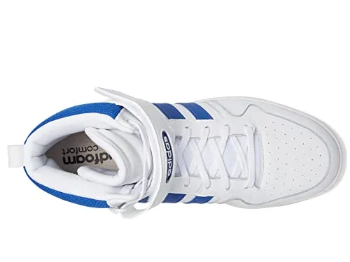 adidas Men's Postmove Mid Basketball Shoe, White/Team Royal Blue/Grey, 8.5