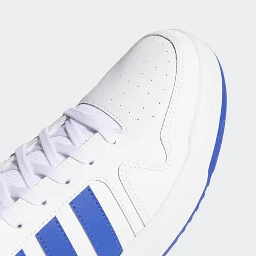 adidas Men's Postmove Mid Basketball Shoe, White/Team Royal Blue/Grey, 8.5