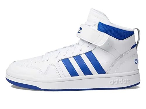 adidas Men's Postmove Mid Basketball Shoe, White/Team Royal Blue/Grey, 8.5