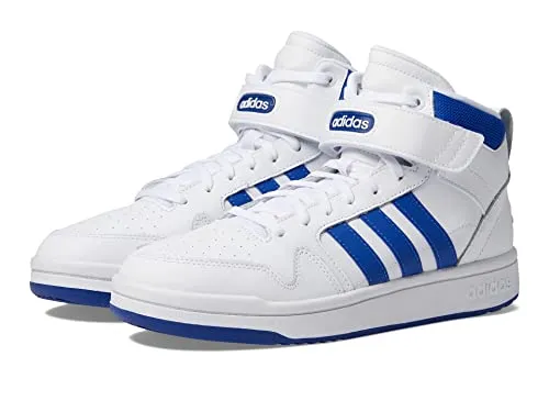 adidas Men's Postmove Mid Basketball Shoe, White/Team Royal Blue/Grey, 8.5