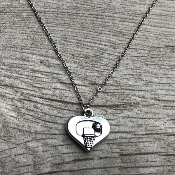 Basketball Heart Hoop Necklace