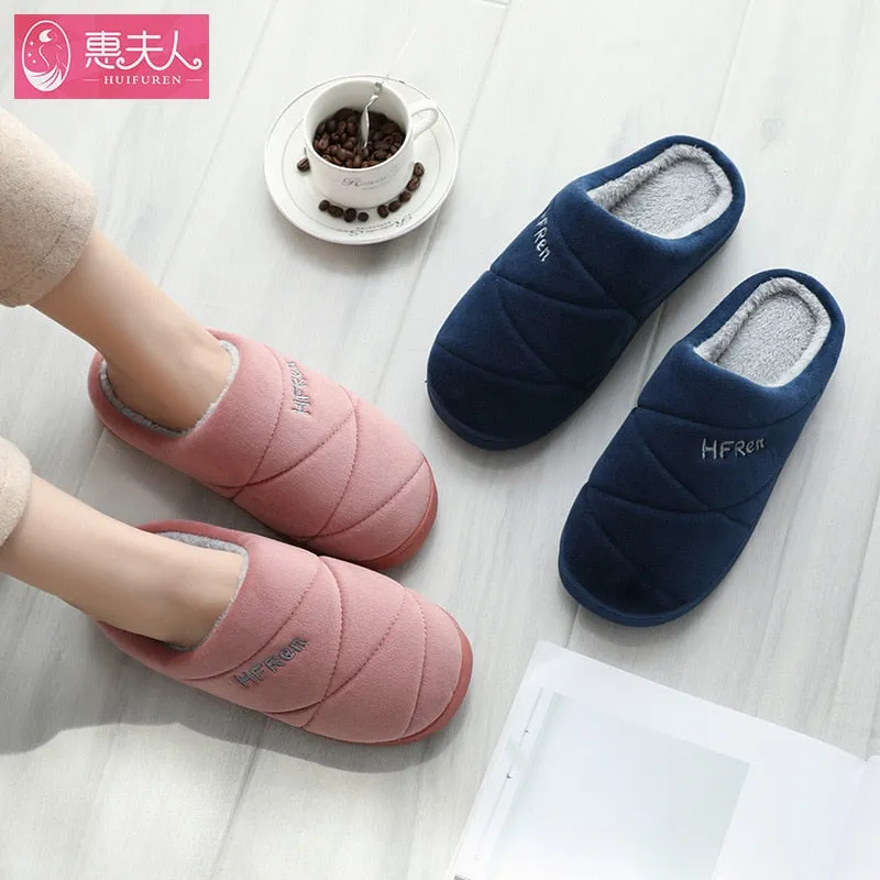 Big Size 47 Winter Warm Shoes Woman Men Indoor Slippers Soft Plush Lovers Home Floor Slipper Anti-slip Bedroom Slides SH080102