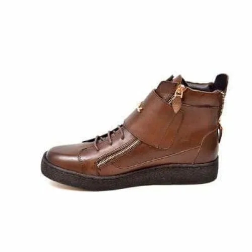 British Walkers Empire Men's Brown Leather Crepe Sole High Tops