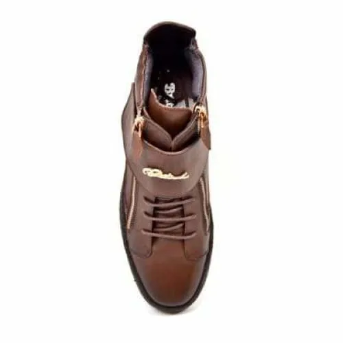 British Walkers Empire Men's Brown Leather Crepe Sole High Tops