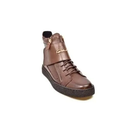 British Walkers Empire Men's Brown Leather Crepe Sole High Tops