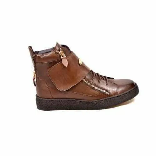 British Walkers Empire Men's Brown Leather Crepe Sole High Tops