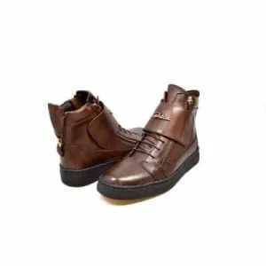 British Walkers Empire Men's Brown Leather Crepe Sole High Tops