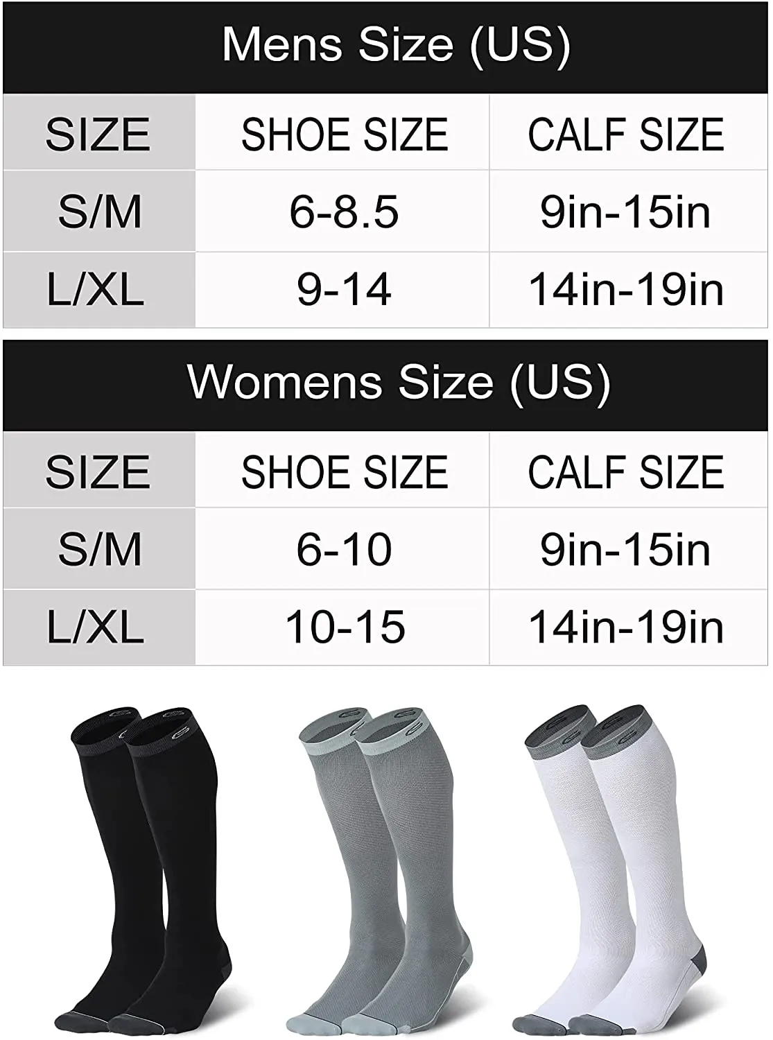 CELERSPORT 3 Pairs Compression Socks 20-30mmHg for Men and Women Nursing Socks