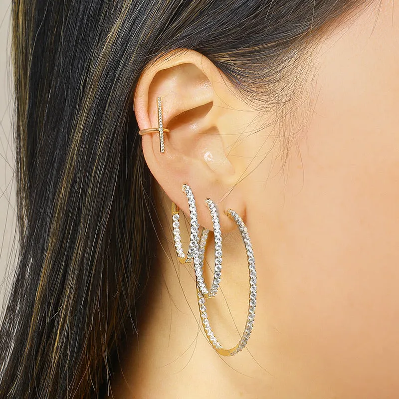 Diamond Bar Jacket Threader Earrings