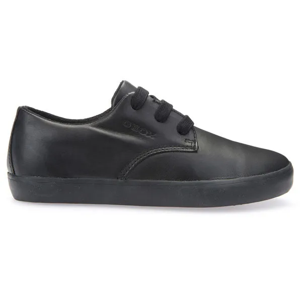 Geox J Kiwi Black Lace School Shoes