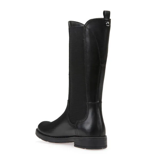 Geox J Sofia Black Elastic Knee Boots