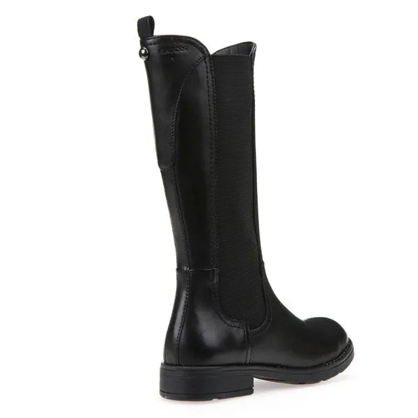 Geox J Sofia Black Elastic Knee Boots