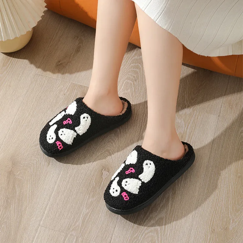 Halloween Cartoon Ghost Cotton Slippers For Women Indoor Non-slip Bedroom Floor Slipper Winter House Shoes