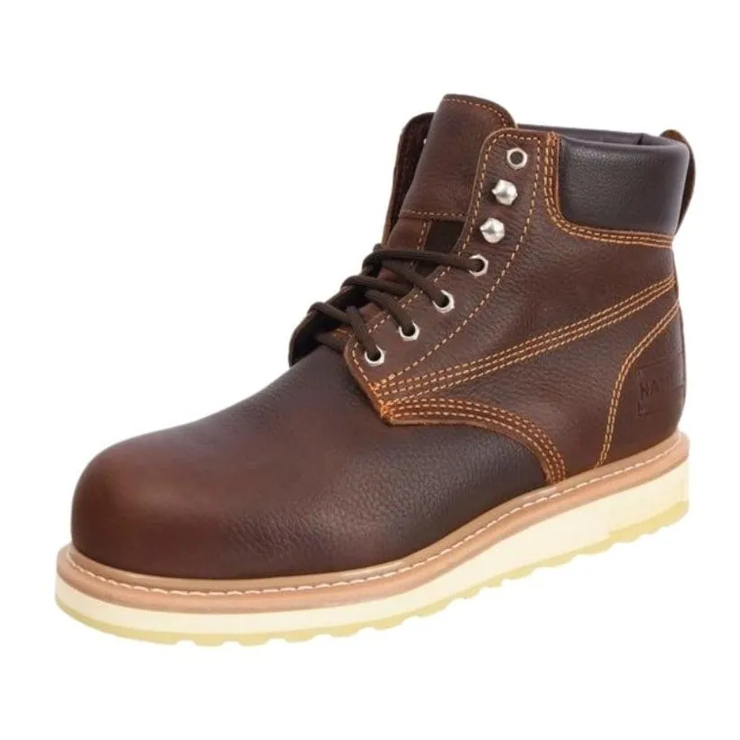 Hammer 613 Brown Steel Toe  6” Men's Soft Toe Work Boots for Men ,Oil/Slip Resistant.