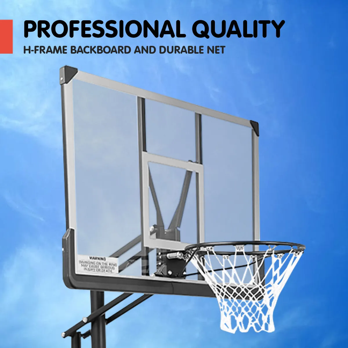 Height Adjustable Portable Basketball Hoop 50in Fiberglass Backboard Kahuna