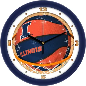 Illinois Fighting Illini Wall Clock - Basketball Slam Dunk