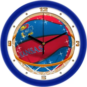 Kansas Jayhawks Wall Clock - Basketball Slam Dunk