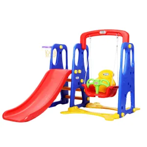 Kids Slide Swing Set Outdoor Indoor Playground Basketball Toddler Play Centre - Multicolour