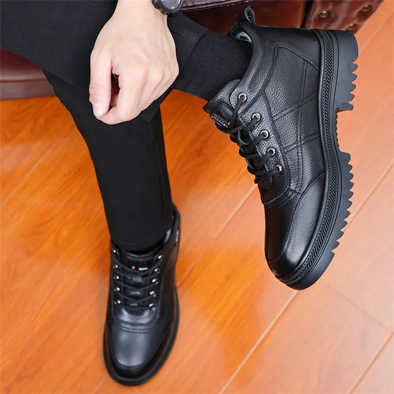 men shoes designer Genuine Leather wool lining winter super Keep warm outdoor Ankle Boots Snow Boots Casual Sneakers