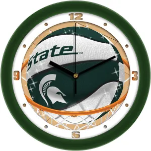 Michigan State Wall Clock - Basketball Slam Dunk