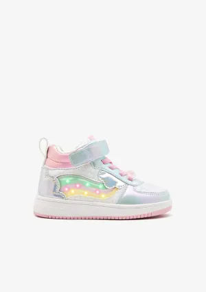 Multicolor rainbow with lights high top sneaker