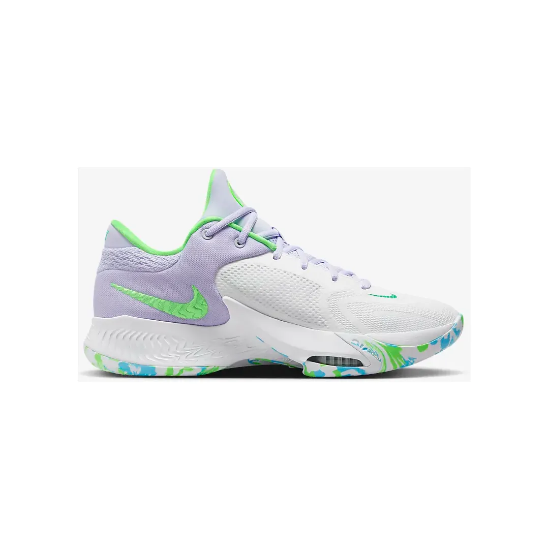 Nike Men's Zoom Freak 4 Shoes - White / Black / Stadium Green / Oxygen Purple