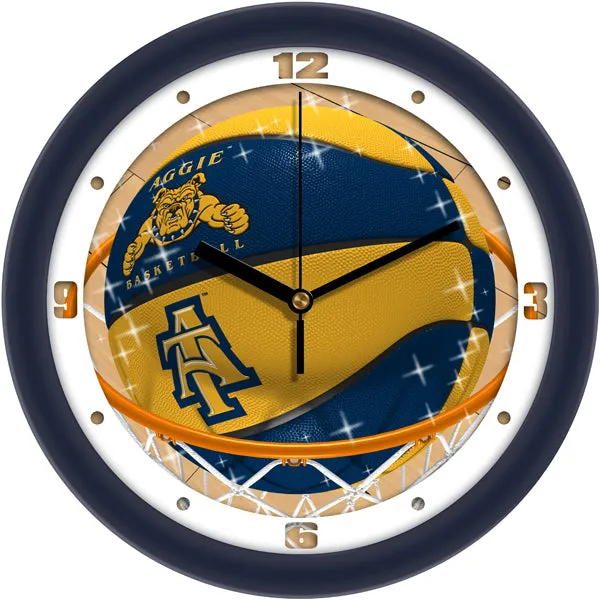 North Carolina A&T Wall Clock - Basketball Slam Dunk