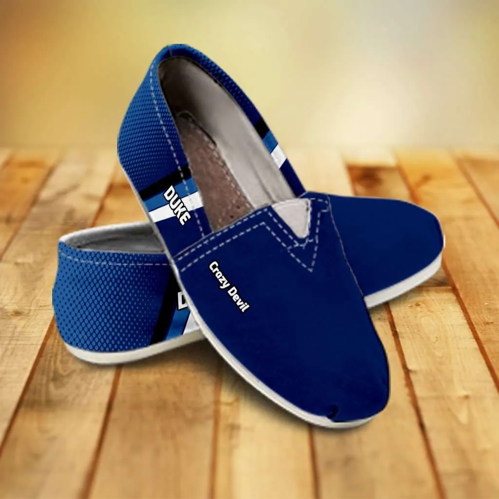 North Carolina Duke Crazy Devil Basketball Fans Casual Canvas Slip on Shoes Women's Flats