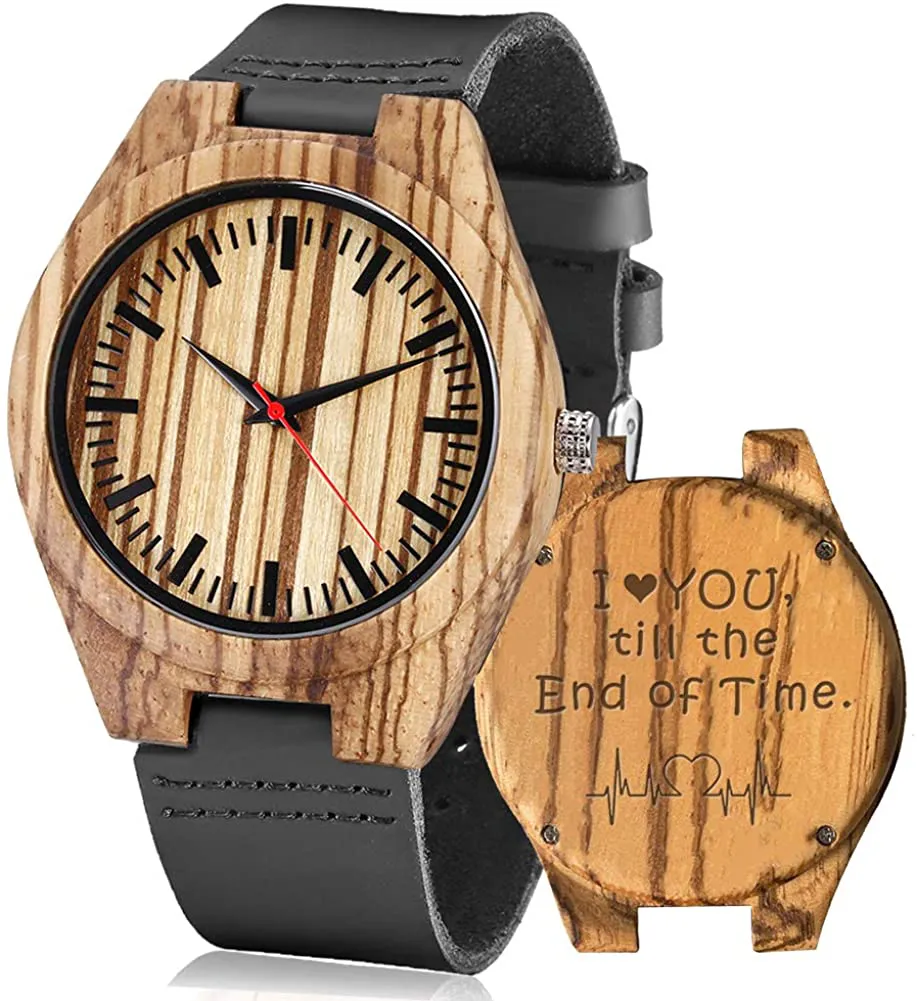 Personalized Gifts Customized Wood Watch for Men Women Husband Wife Groomsmen Birthday Wedding Anniversary Graduation Christmas