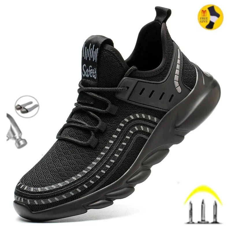 Plus Size 36-50 Indestructible Man Safety Shoes Light Work Sneakers Breathable Shoes Men Steel Toe Puncture Mesh Safety Boots