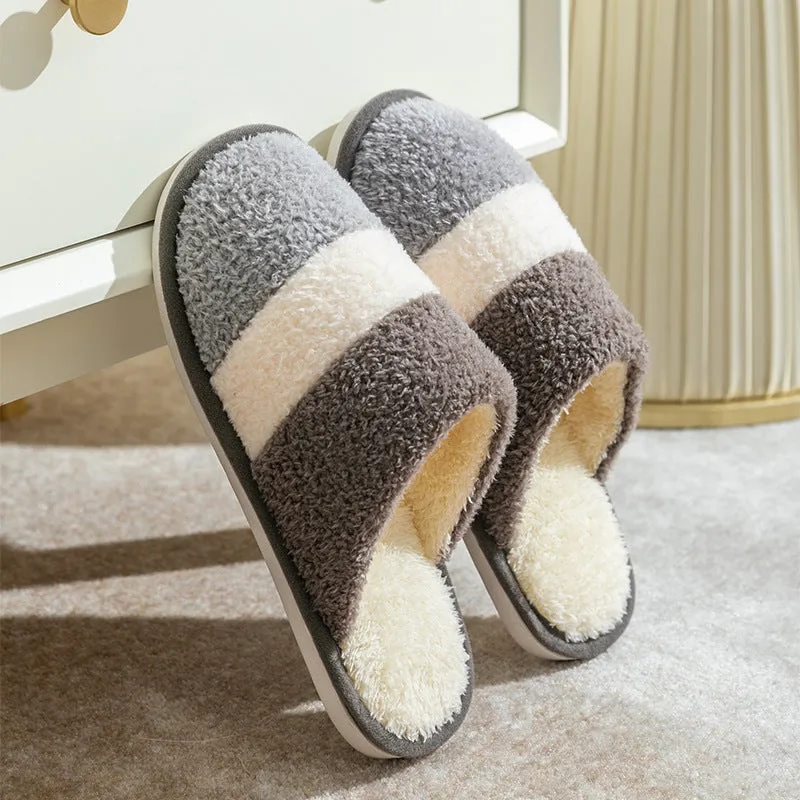 Plush Cotton  Women Thick-soled Non-slip Couple Cotton Slippers