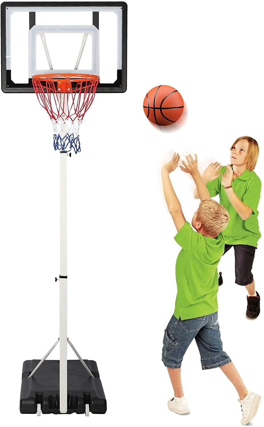 Portable Basketball Hoop Backboard System Stand Outdoor Sports Equipment Height Adjustable 6.8Ft-8.5Ft with Wheels