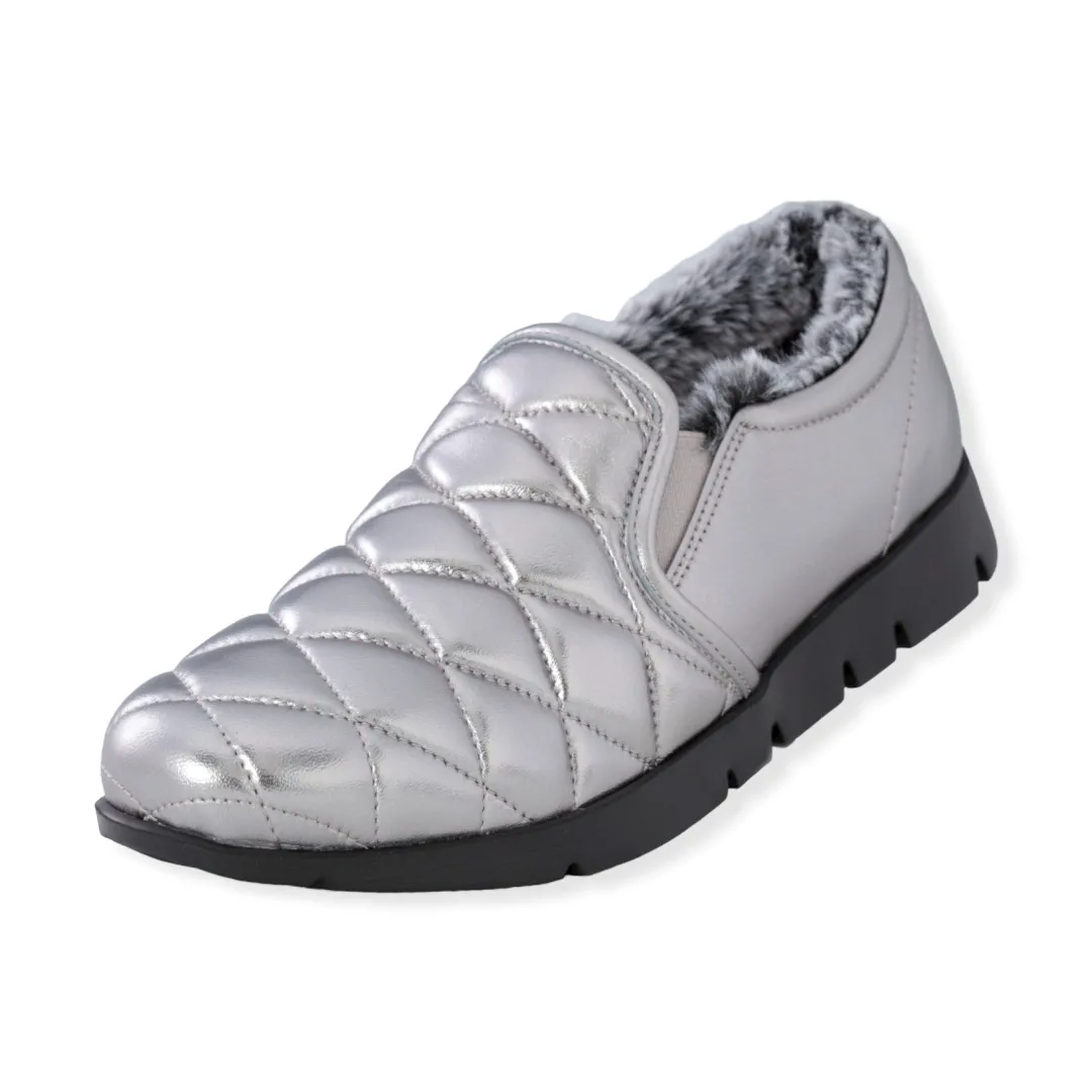 Quilted design Sheepskin leather slip-on shoes  #FJ087