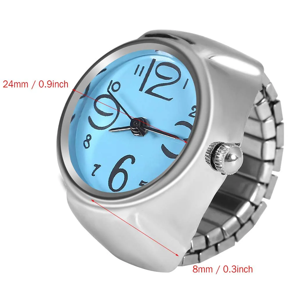 Ring Watch 8 Color Fashionable Women'S Men'S Quartz Analog round Ring Love Watch Unique Shape, Convenient to Wear, Suitable for Different Occasions(Blue)