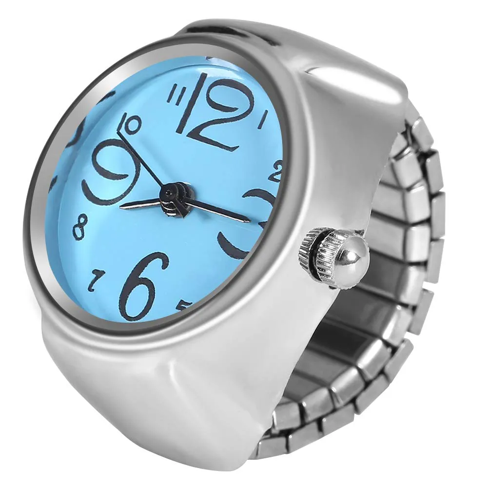 Ring Watch 8 Color Fashionable Women'S Men'S Quartz Analog round Ring Love Watch Unique Shape, Convenient to Wear, Suitable for Different Occasions(Blue)