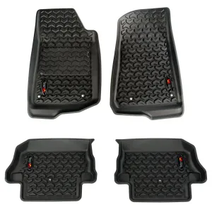 Rugged Ridge All Terrain Floor Liner - Front/2nd Row - Plastic - Black - Jeep Wrangler JL 2018-19