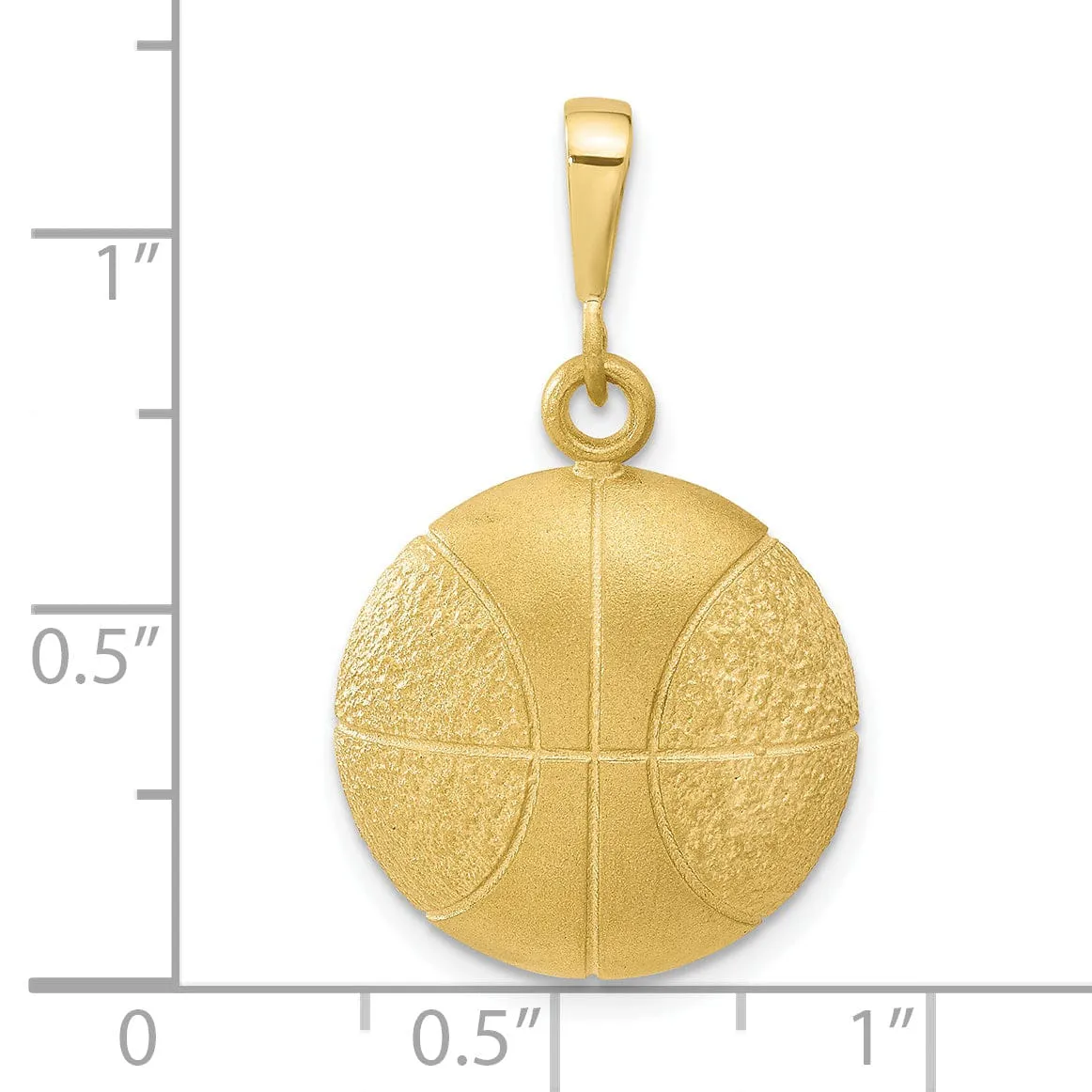 Solid 10k Yellow Gold Polish Basketball Pendant