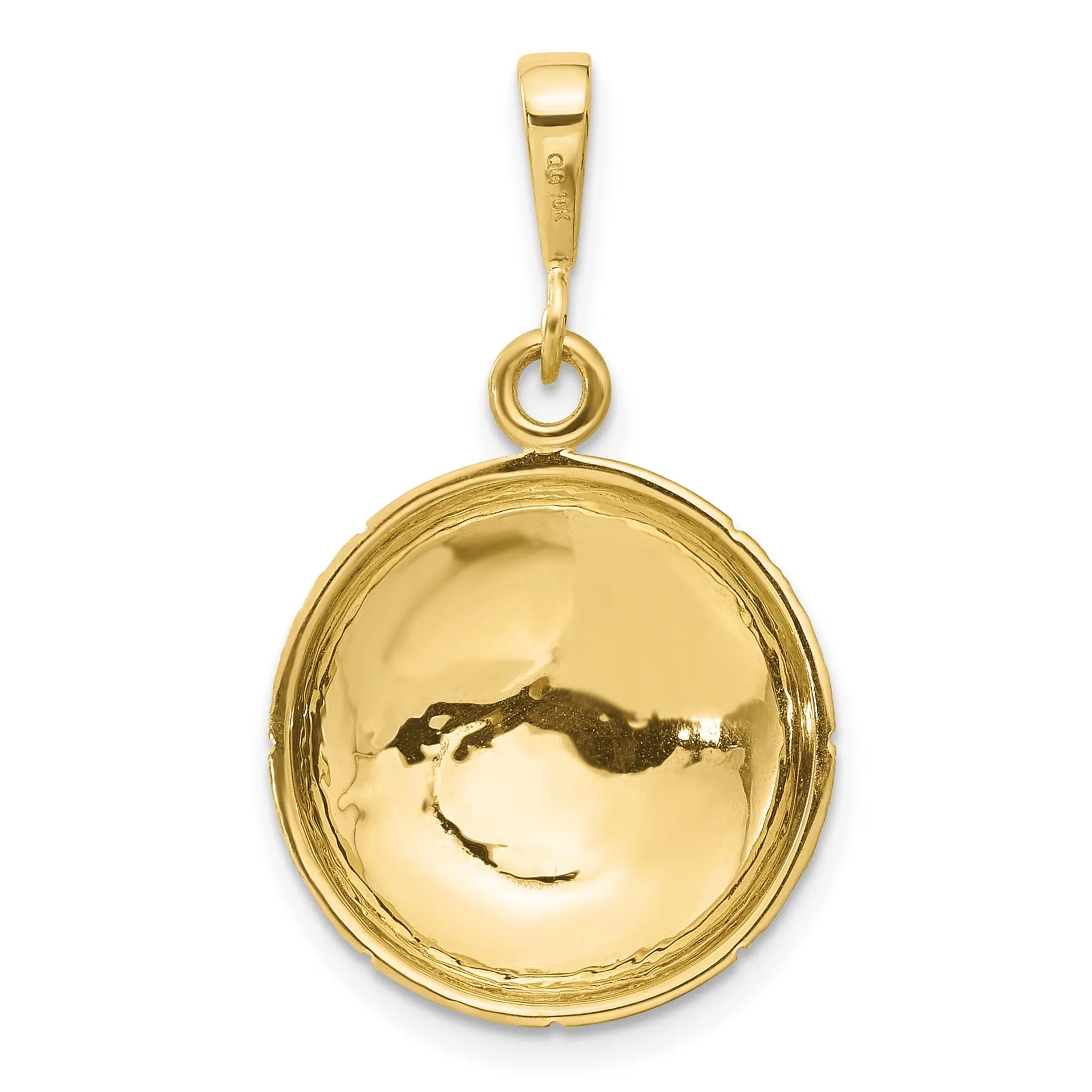 Solid 10k Yellow Gold Polish Basketball Pendant