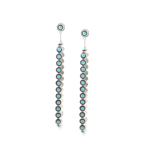 The Post Zuni Rectangle Hoops-Turquoise: 4"