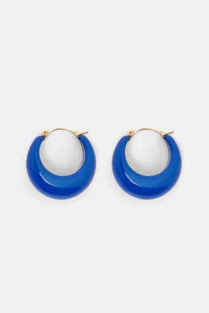 Tropic Check Blue Hoop Earrings