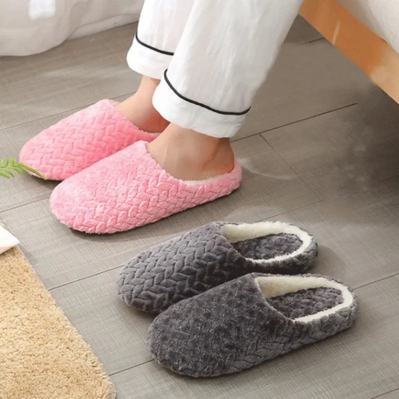 Women Indoor Slippers Warm Plush Lovers Home Slipper Anti Slip Autumn Winter Shoes Woman House Floor Soft Slient Slides SH072701