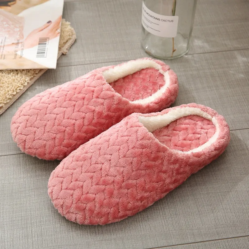 Women Indoor Slippers Warm Plush Lovers Home Slipper Anti Slip Autumn Winter Shoes Woman House Floor Soft Slient Slides SH072701